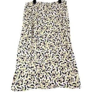H & M MIDI Skirt‎ Women's 14 Abstract Floral Print, Long Side Slit, Cottagcore